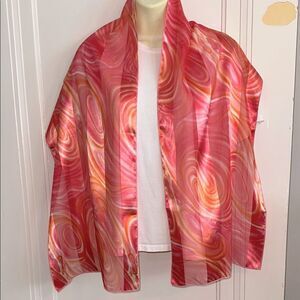 Vintage Pink and Orange Swirl Pattern Long Polyester Scarf
